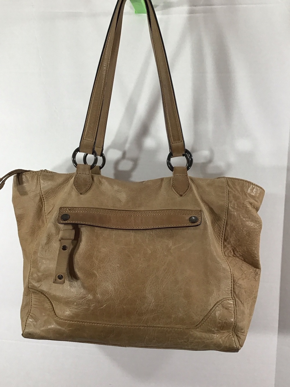 Frye Melissa distressed Classic Tan Leather Tote shoulder Bag